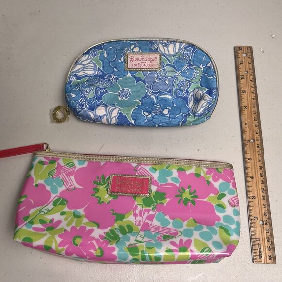 Lily Pulitzer For Estee Lauder Floral Cosmetic Travel Toiletry Bag Zip Up Lot - Picture 3 of 14